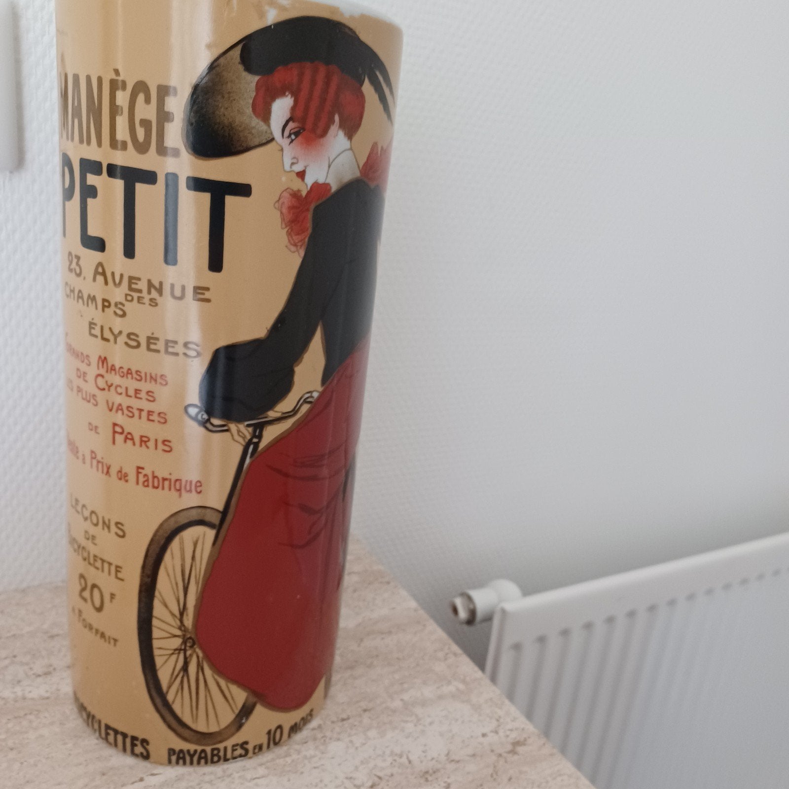 Aardewerk vintage vaas met Manège Petit reclame, Antiek en Kunst, Ophalen