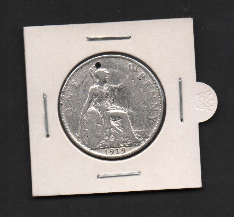 Verzilverde? 1 Penny 1919 England, Ophalen of Verzenden, Overige landen, Losse munt