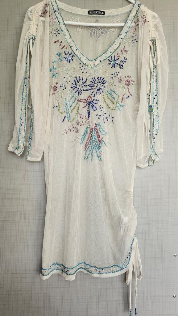 SPS Superstar Tuniek Pailletten Doorzichtig Maat S, Kleding | Dames, Verzenden, Wit, Zo goed als nieuw, SPS Superstar