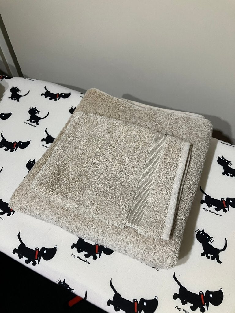 Vandyck handdoek + washand, Beige, Handdoek, Nieuw, Vandyck