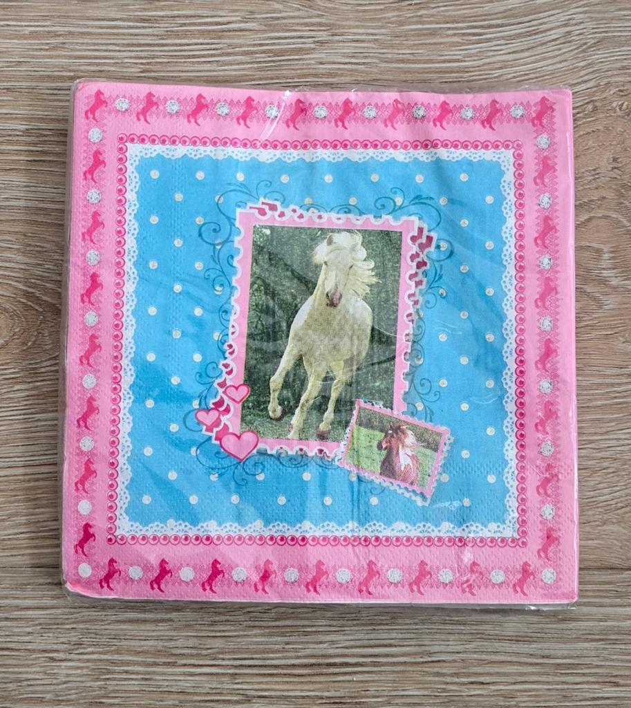 Servetten met paardenprint - Nieuw in verpakking, Ophalen of Verzenden, Nieuw, Versiering, Verjaardag