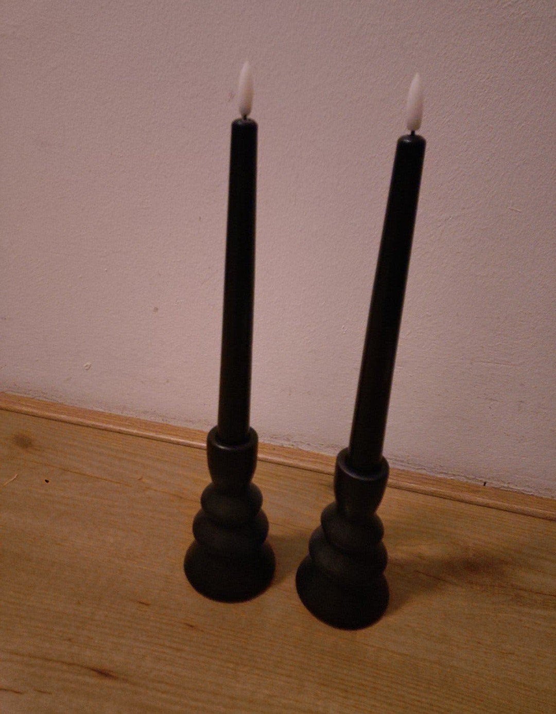 2 zwarte kaarsen houders met zwarte led kaars, Ophalen, Kaars