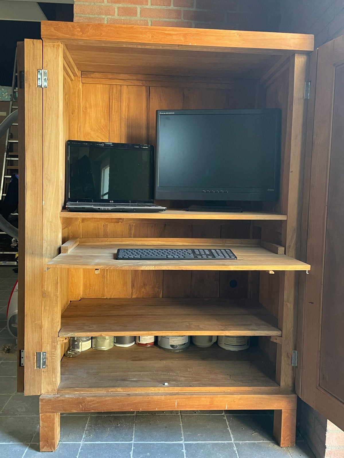 Teakhouten computerkast (100x60x160 cm), Ophalen, Gebruikt, 70 tot 120 cm, 40 tot 80 cm