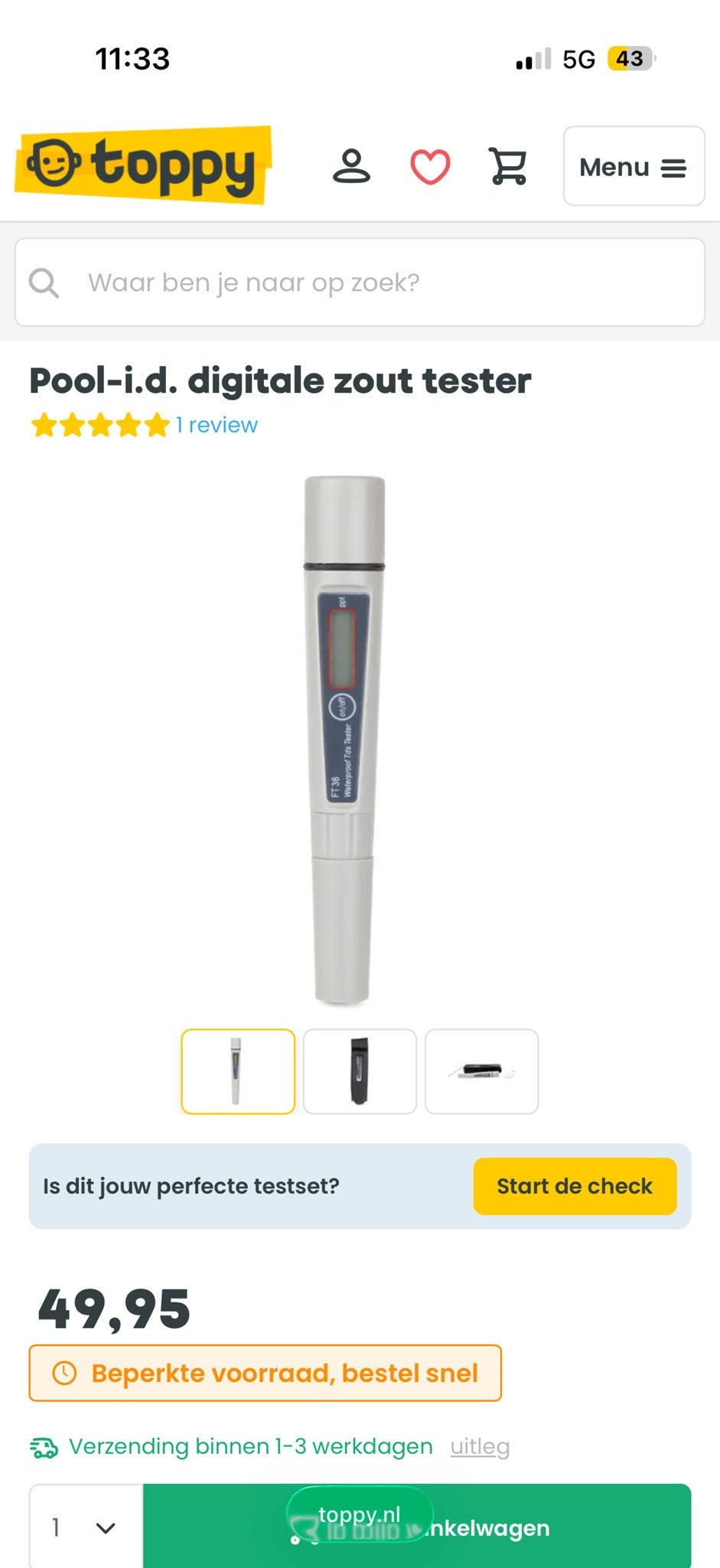 Zout tester, Ophalen