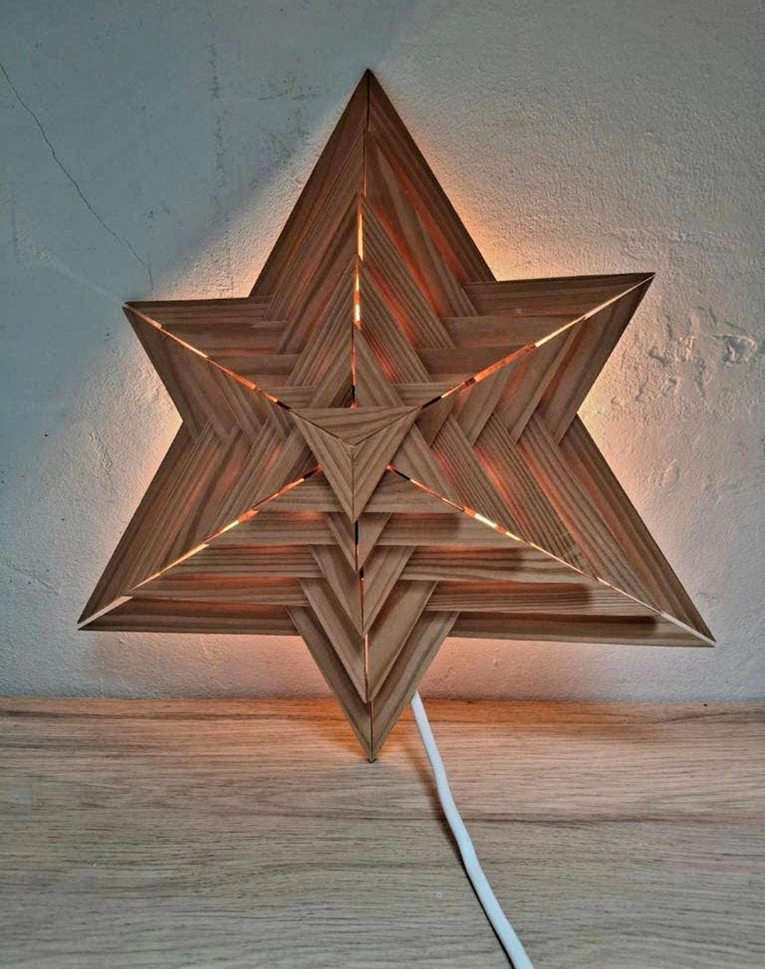 Blank houten kerstster lamp., Ophalen of Verzenden, Zo goed als nieuw