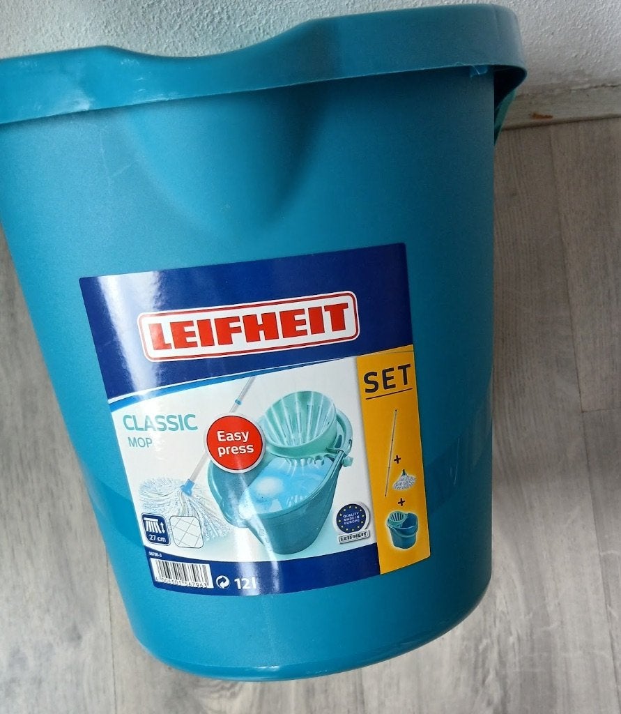 Leifheit Classic Mop Dweilset (Emmer + Mop + Wringer), Ophalen, Dweilemmer, -bak, of -wagen