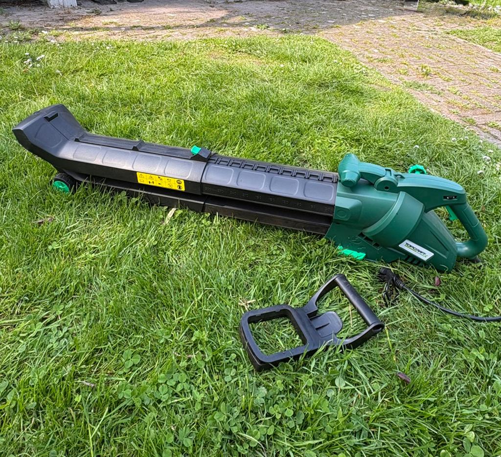 Topcraft bladblazer, -zuiger en -versnipperaar, Tuin en Terras, Bladblazers, Gebruikt, Handgedragen, Elektrisch, Met opvangzak