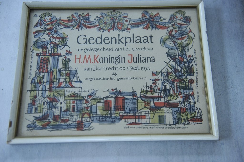 Gedenkplaat ter gelegenheid van het Bezoek van Koningin Ju, Verzenden, Zo goed als nieuw, Nederland, Kaart, Foto of Prent