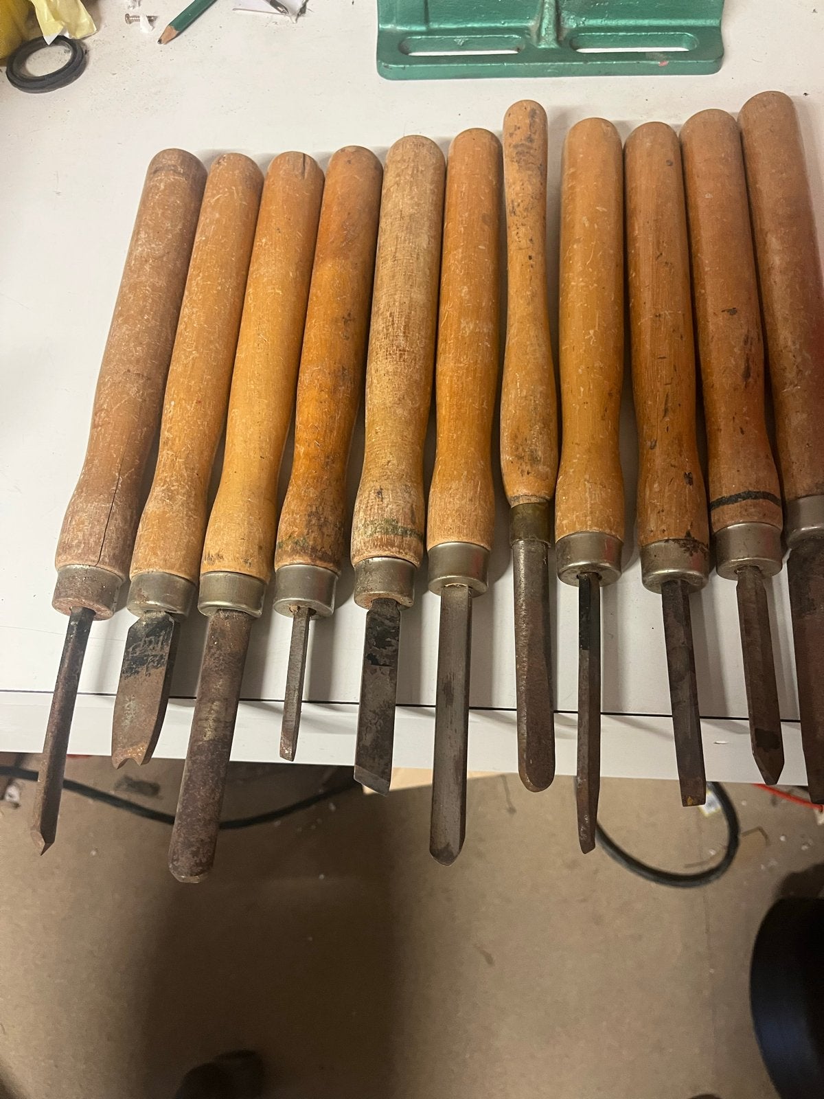 11 stuks draaibeitels & grote gutsen, Ophalen of Verzenden, Gebruikt, Beitel