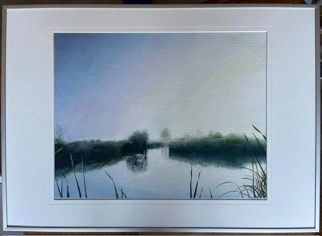 Aquarel schilderij Geke Hoogstins Drents landschap met boek, Antiek en Kunst, Ophalen