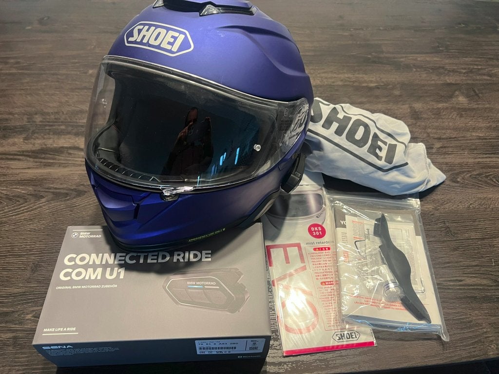 Shoei GT-Air 2 helm blauw L + BMW ConnectedRide Com U1, Ophalen, Heren, Integraalhelm, Shoei