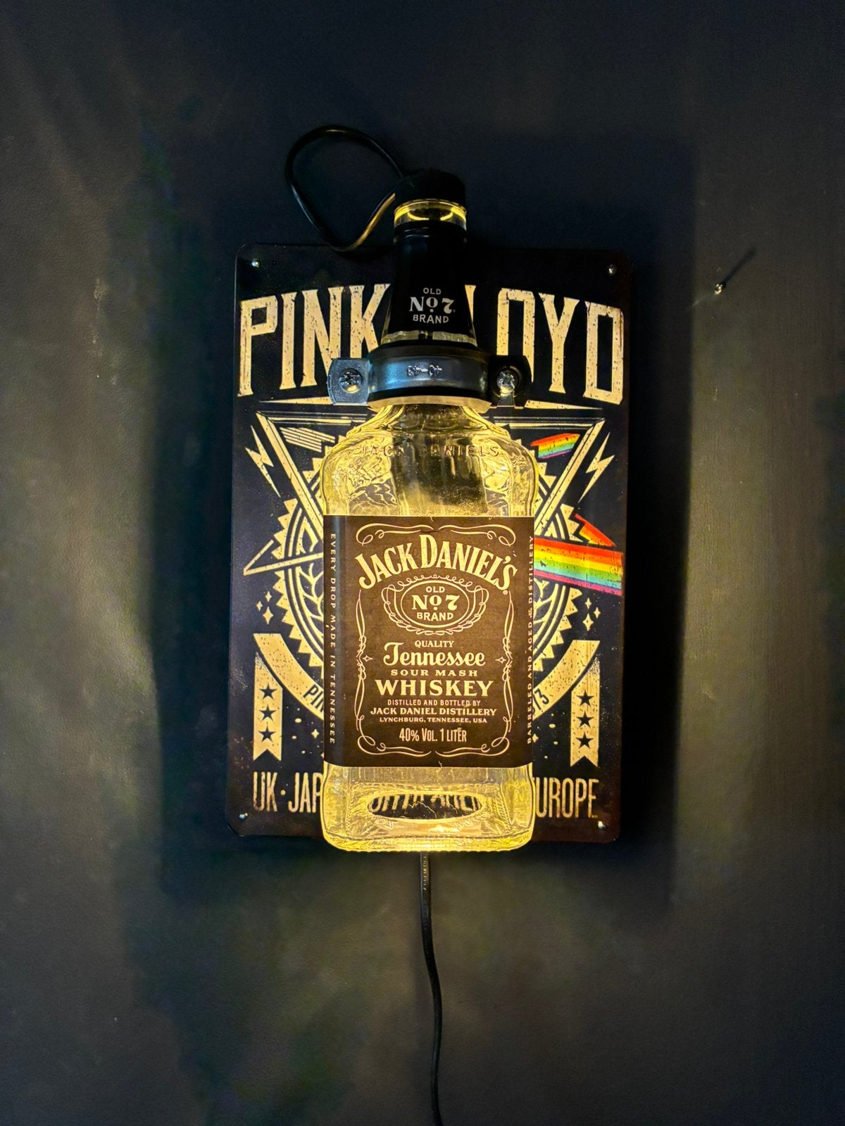 Jack Daniel’s Pink Floyd Wandlamp, Met schakelaar, Nieuw, Glas, Wandlamp