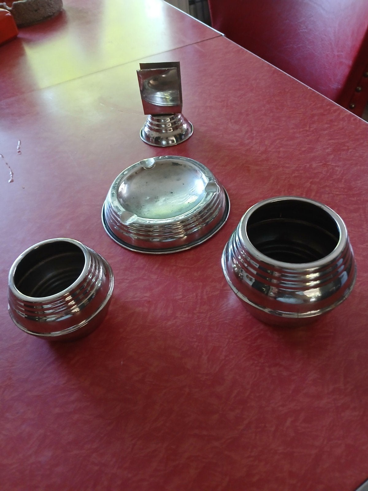 Vintage rokers tabak set van 4 asbak luciferhouder ea, Antiek en Kunst, Ophalen of Verzenden