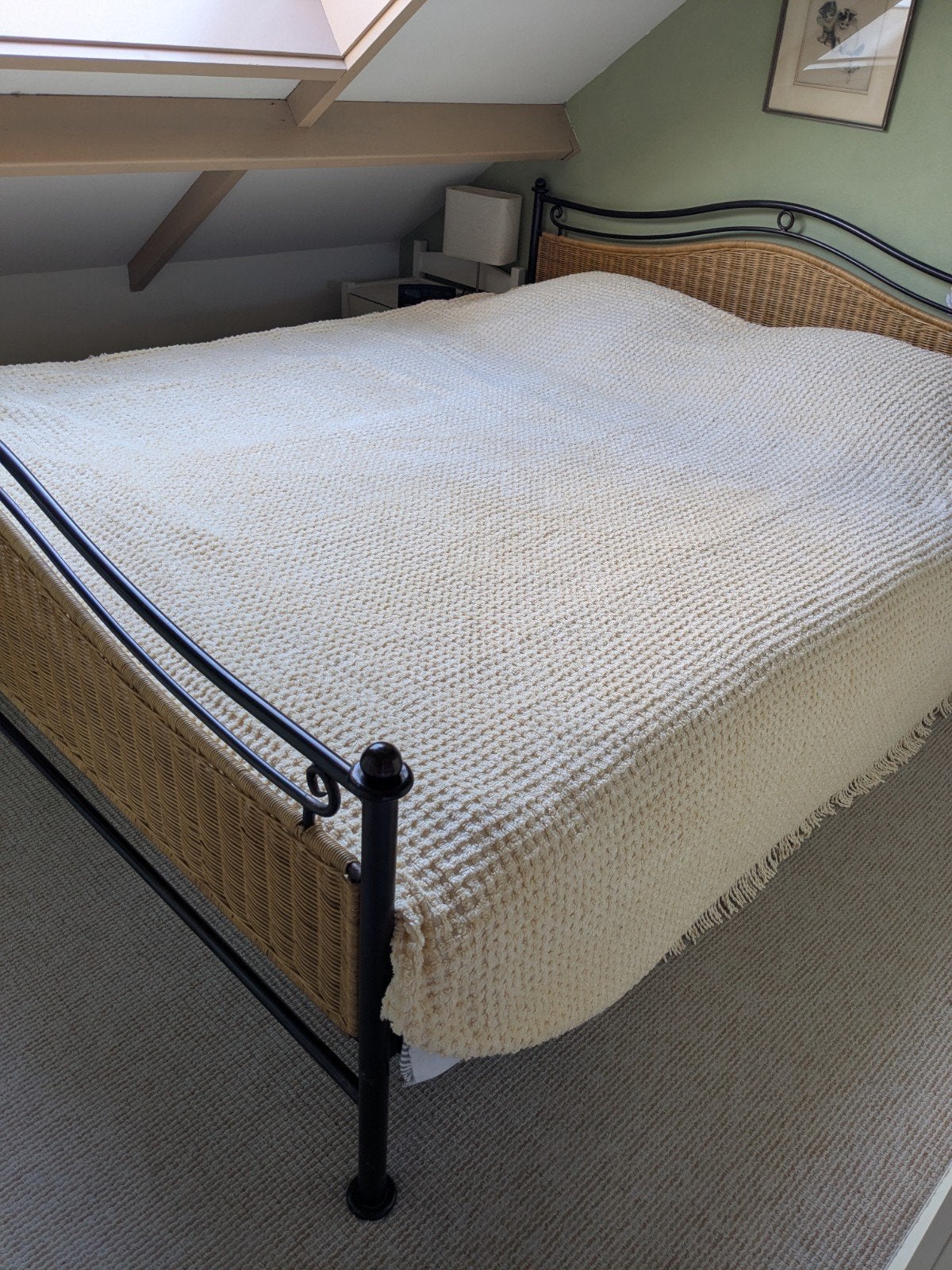 Lichtgeel katoenen plaid sprei met franjes 230x270 cm, Ophalen of Verzenden