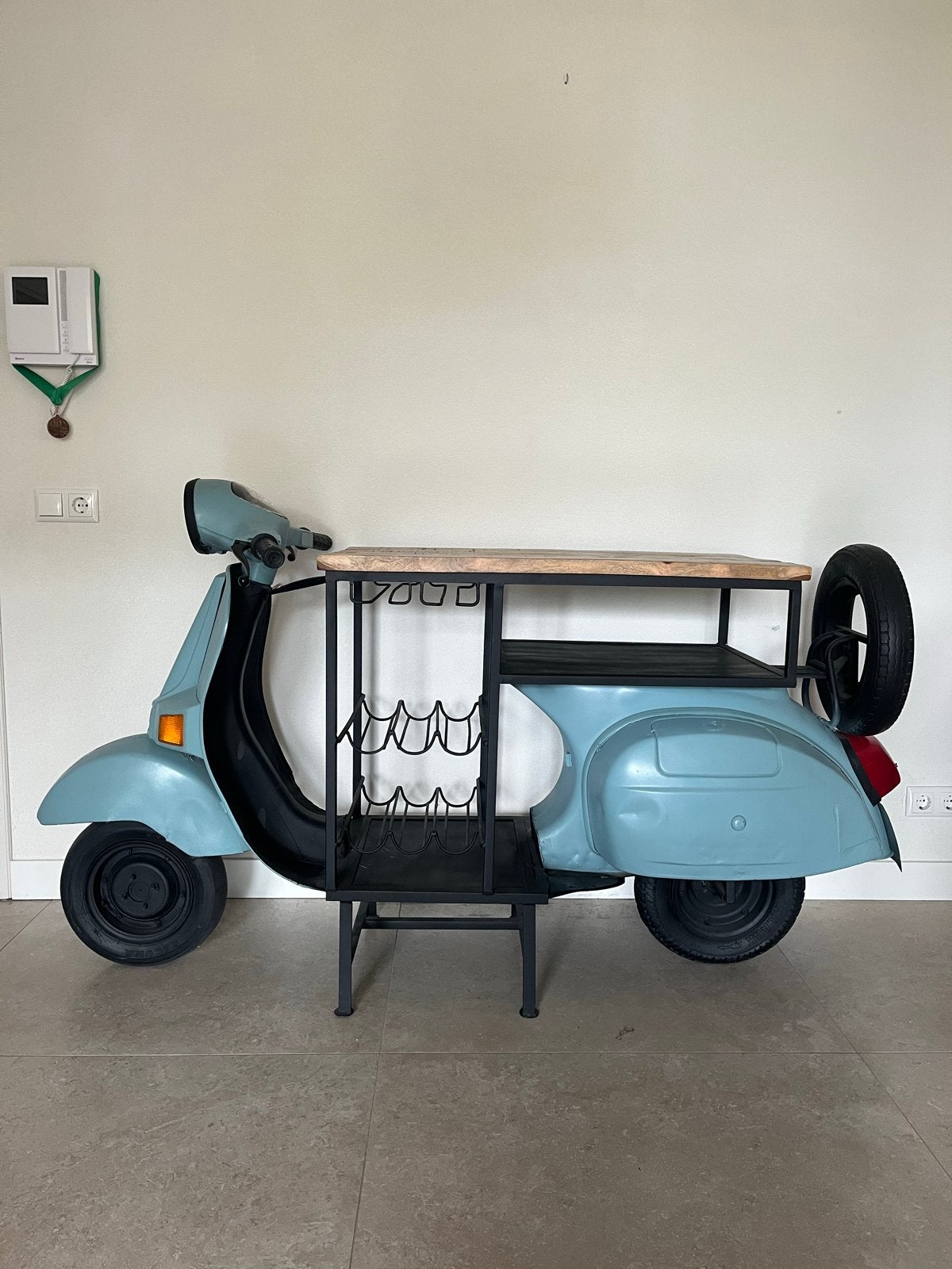 Unieke scooter bartafel - Vespa-stijl, Ophalen, Vintage, Gebruikt, Blauw