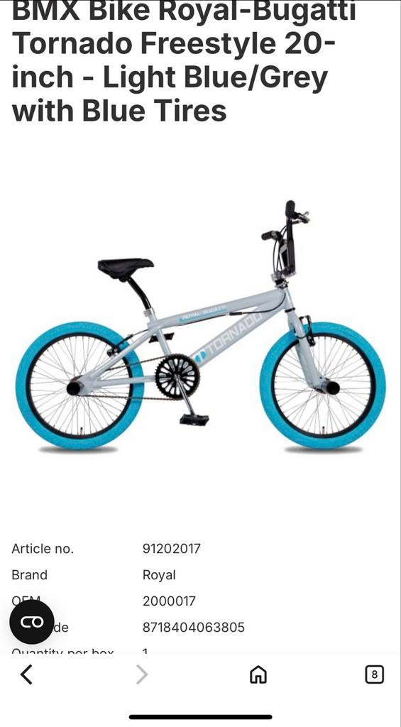 Kinderen Royal-Bugatti BMX Kinderfiets - Lichtblauw, Ophalen of Verzenden, Zo goed als nieuw, Staal, 16 tot 20 inch