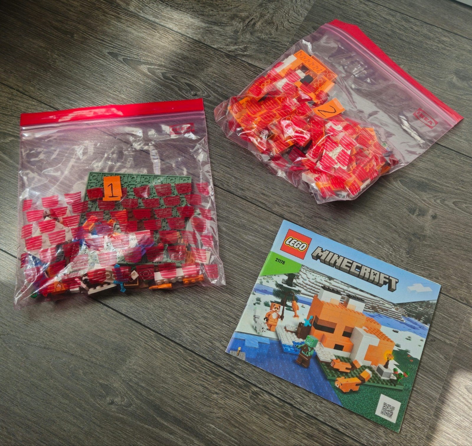 Lego Minecraft 21178 het Vossehuis compleet (zonder doos), Gebruikt, Minecraft, Lego, Ophalen of Verzenden