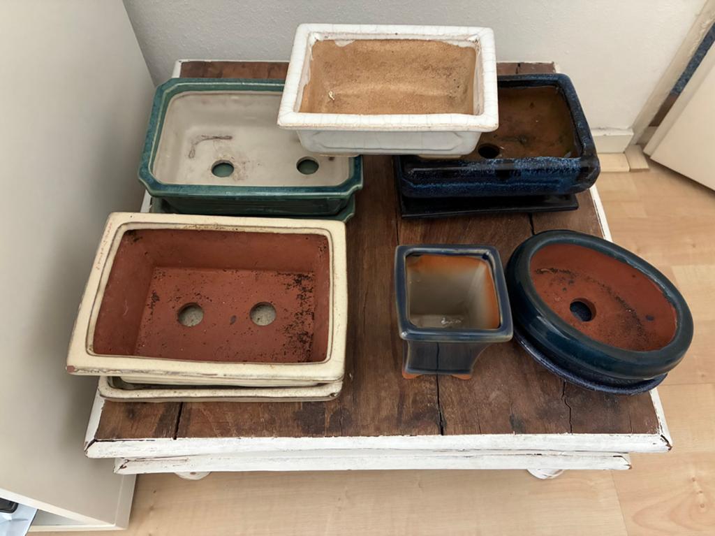 6 Bonsai schaaltjes 4 met schotel, Ophalen, Rond, Aardewerk, Minder dan 40 cm