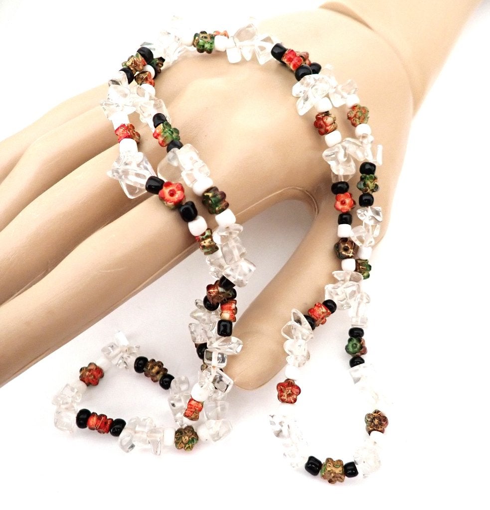 Kleurrijke ketting met heldere en bloemvormige kralen, Verzenden, Zo goed als nieuw, Overige kleuren, Overige materialen