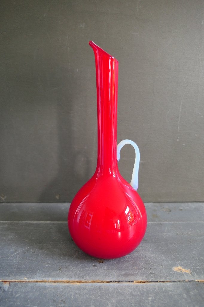 Vintage Italiaanse opaline vaas rood,, Ophalen of Verzenden