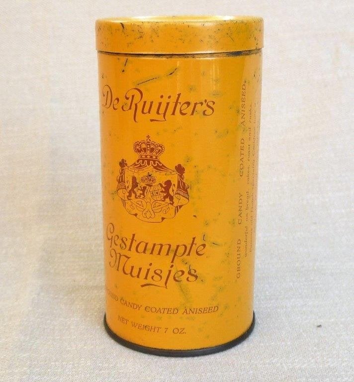 blikje 1 (leeg) De Ruijter's gestampte muisjes 200 gr. Baarn, Ophalen of Verzenden, Gebruikt, Koek(jes)