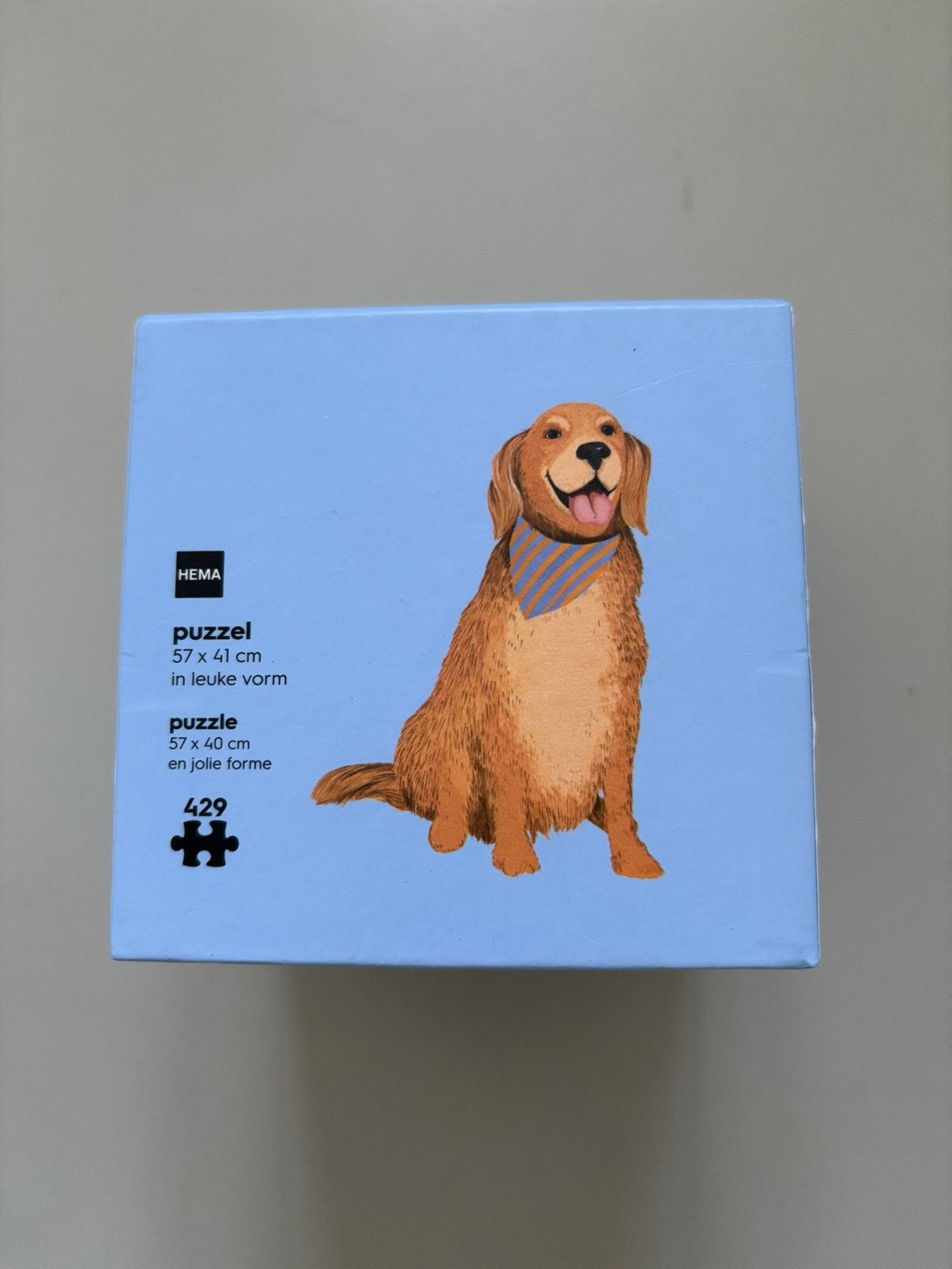 Hema puzzel golden retriever, Ophalen of Verzenden, 500 t/m 1500 stukjes, Zo goed als nieuw