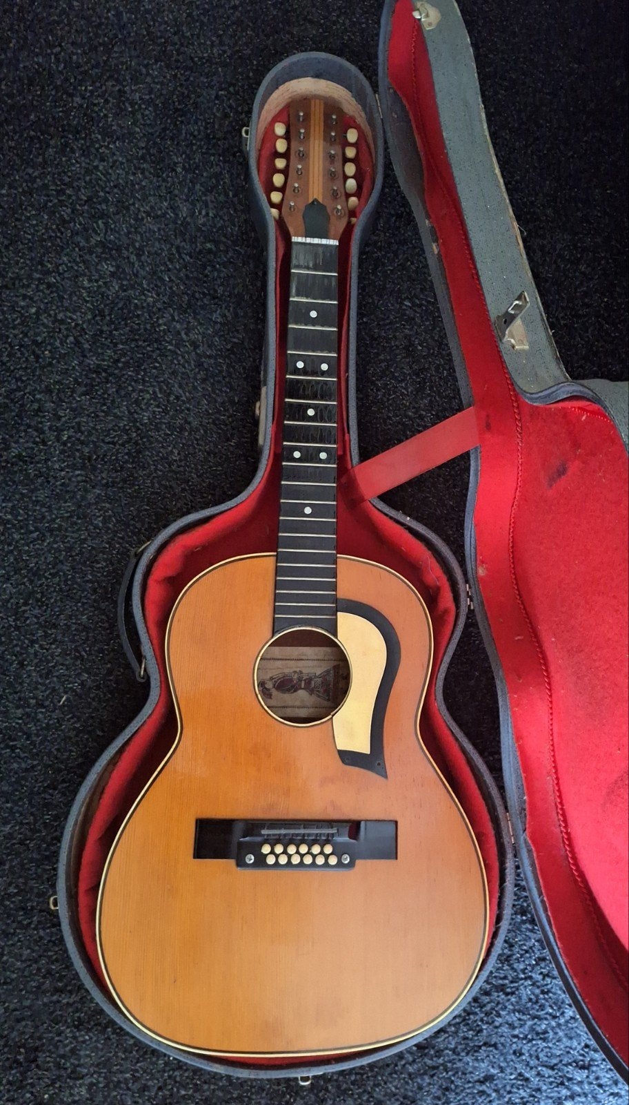 Handgemaakte akoestische 12-snarige gitaar (ca. 1960), Muziek en Instrumenten, Ophalen of Verzenden, Gebruikt, Western- of Steelstringgitaar