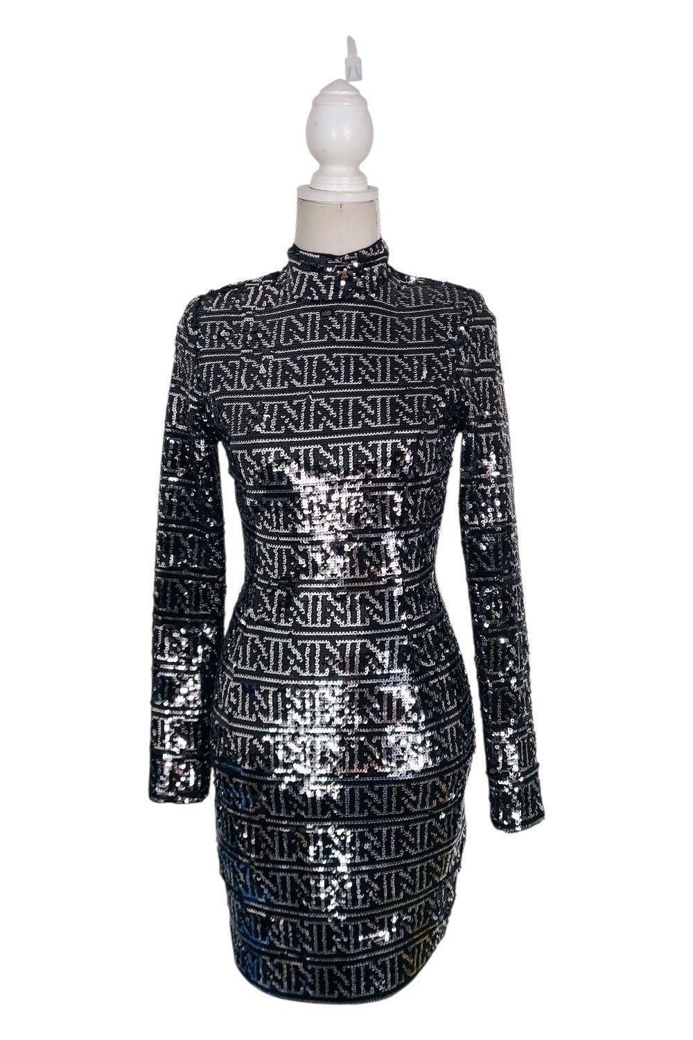 Nikkie Feestjurk Juul Zilver Sequin Maat 32 Nieuw, Nieuw, Ophalen of Verzenden, Nikkie, Maat 34 (XS) of kleiner