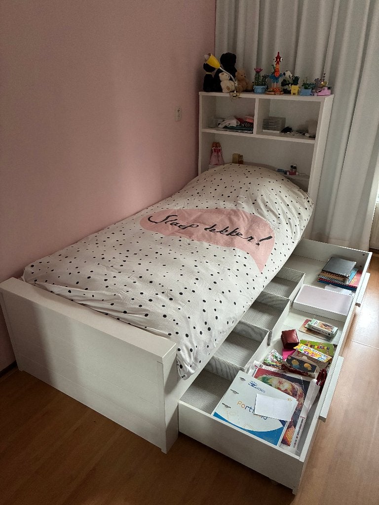 Eenpersoonsbed met grote lade,  inclusief lattenbodem., Ophalen, Gebruikt, 90 cm, Eenpersoons