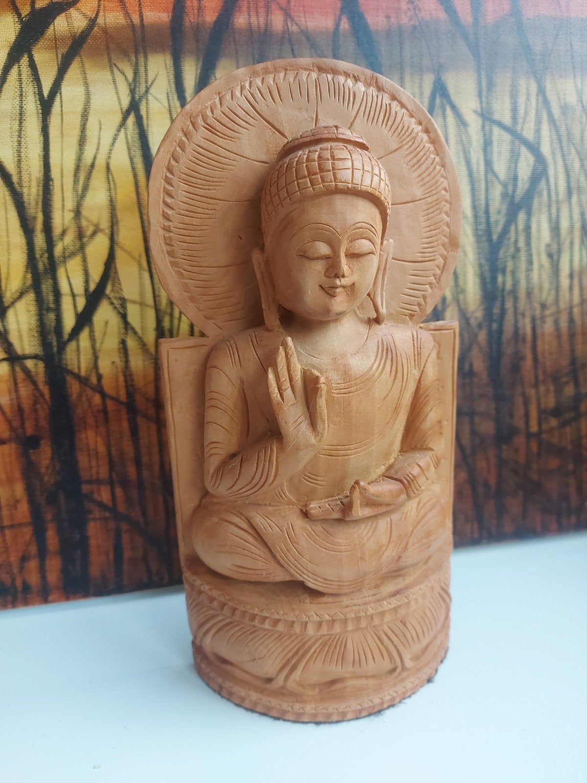 Handgemaakte Boeddha uit India - 20x10 cm, Ophalen of Verzenden
