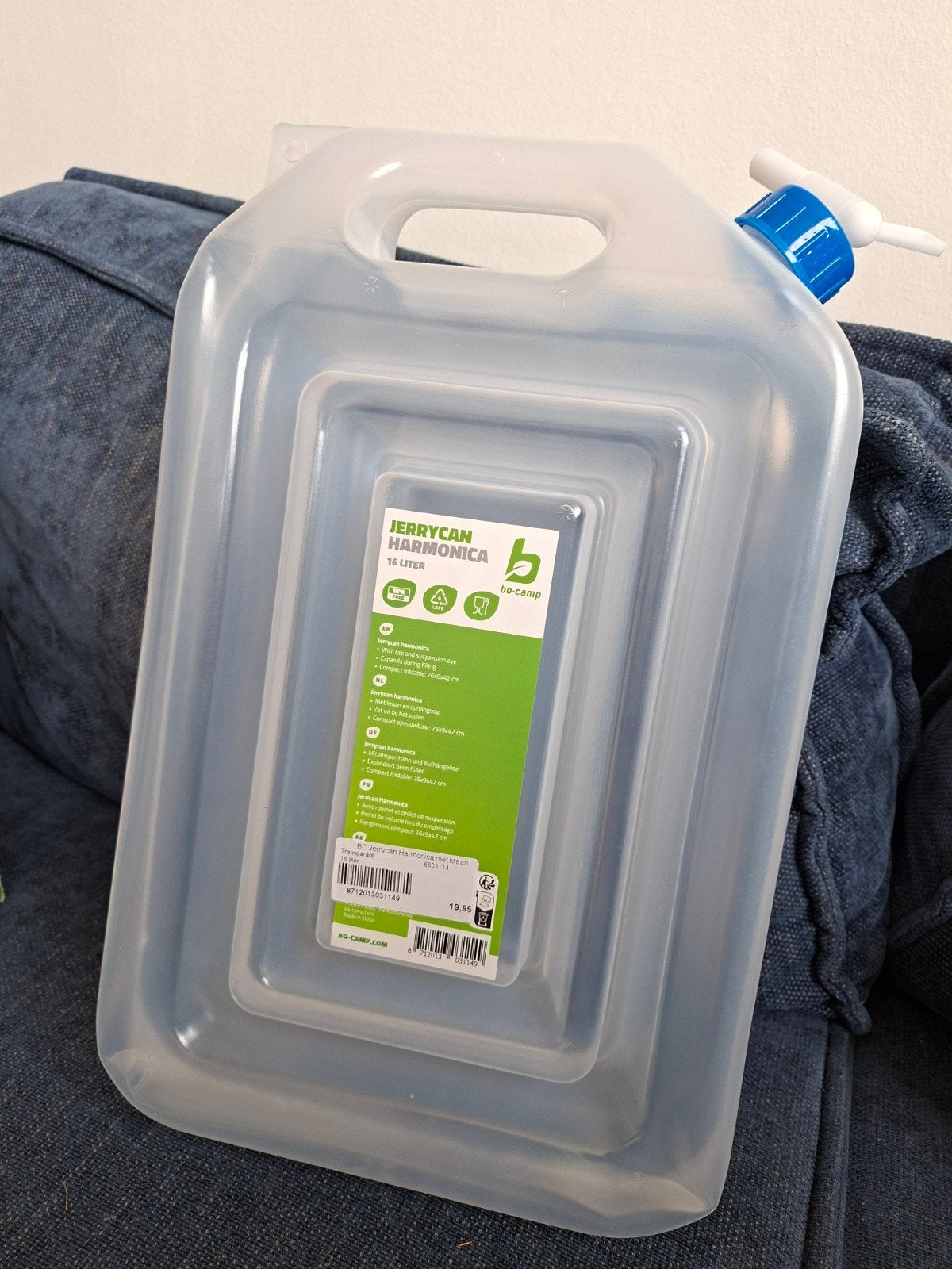 Bo-Camp Jerrycan Harmonica 16 liter opvouwbaar, Caravans en Kamperen, Ophalen of Verzenden, Nieuw