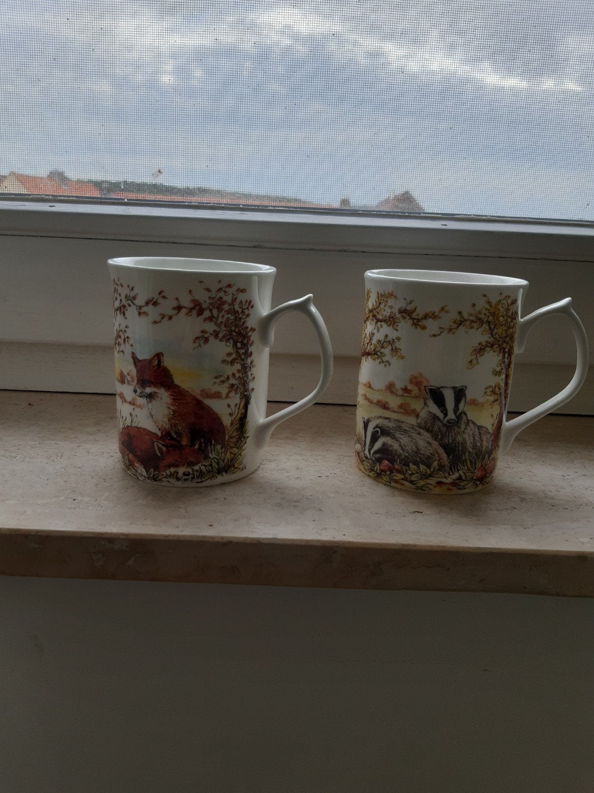 Jason Fine Bone China Mokken - Vos en Das, Nieuw, Ophalen of Verzenden, Overige stijlen, Kop(pen) en/of Schotel(s)