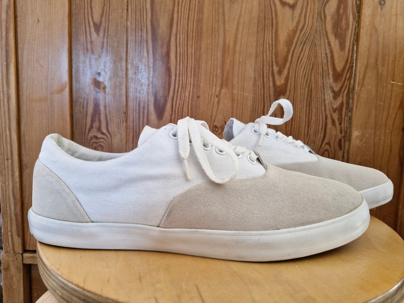 Converse All Star sneakers canvas en suède mt 44 zgan, Wit, Ophalen of Verzenden, Converse All Star, Sneakers of Gympen