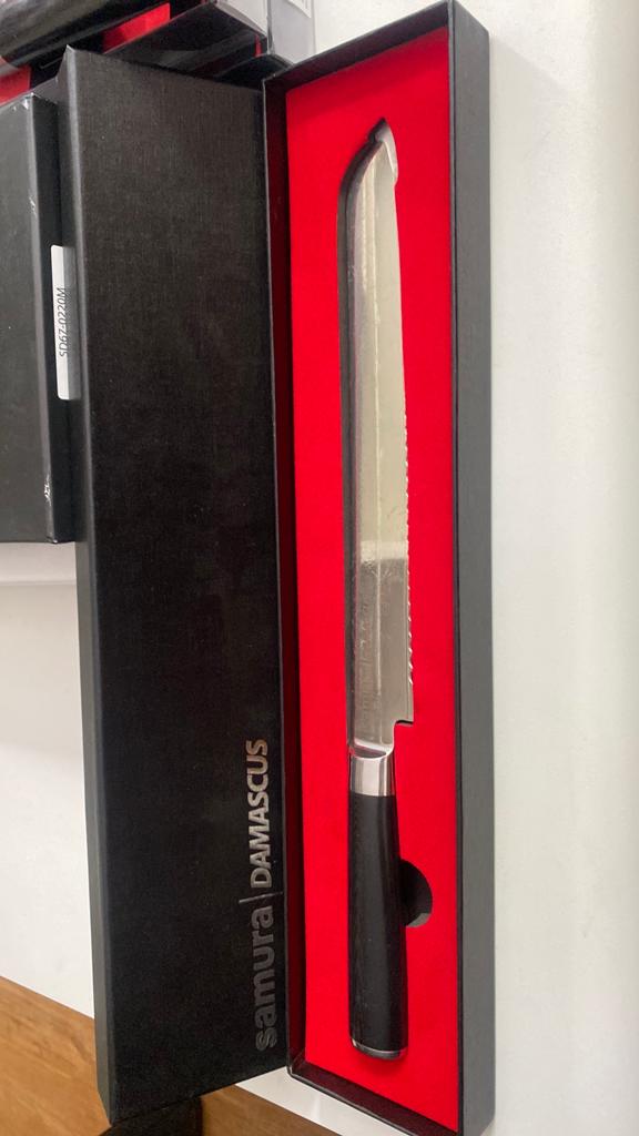 Samura damascus broodmes, Ophalen of Verzenden, Zo goed als nieuw, Rvs of Chroom