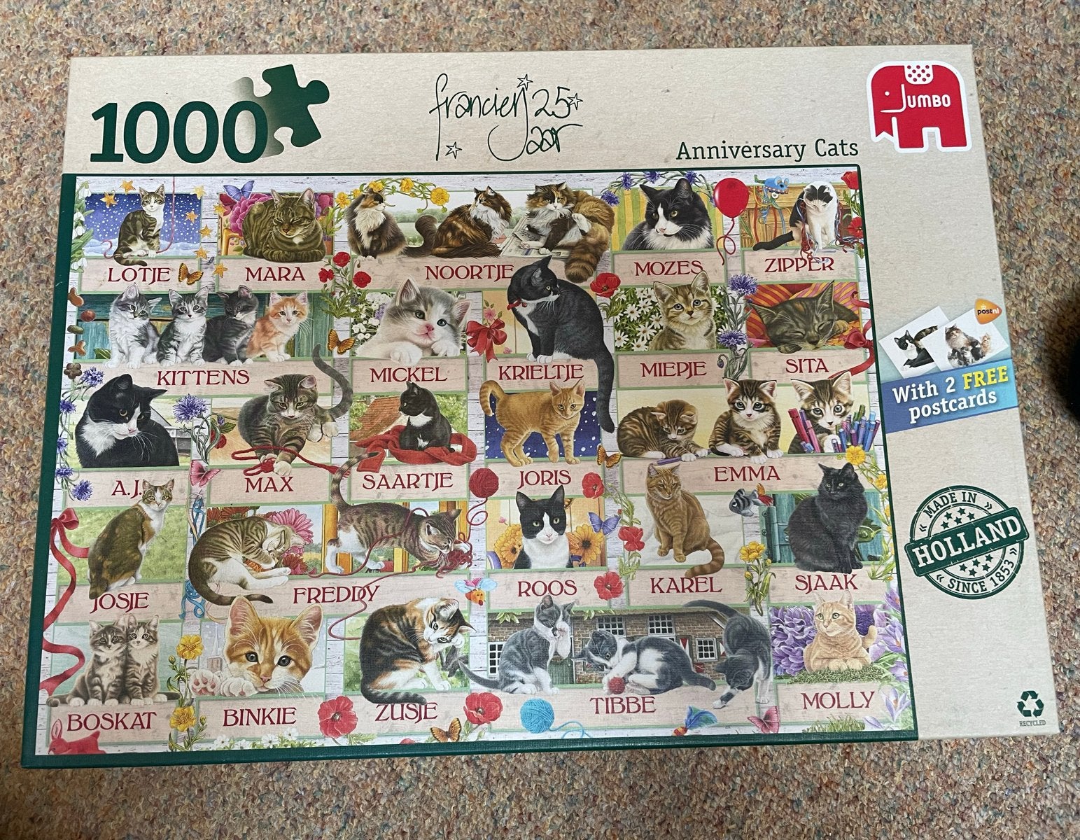 Jumbo Legpuzzel Anniversary Cats 1000 stukjes, Ophalen of Verzenden, 500 t/m 1500 stukjes, Zo goed als nieuw, Legpuzzel