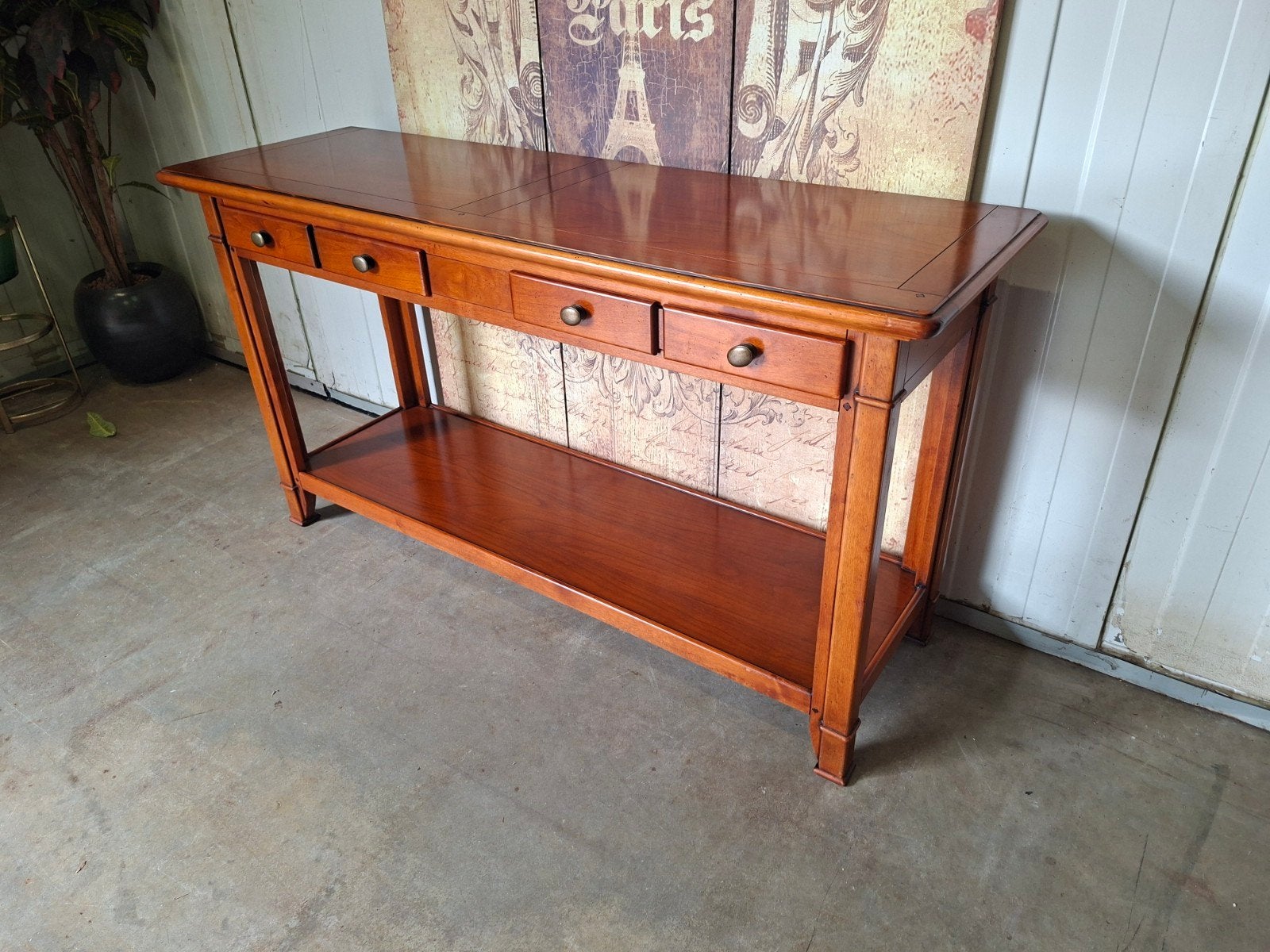 Klassieke kersenhouten sidetables, haltafel, wandconsole,, Ophalen of Verzenden, 25 tot 50 cm, Rechthoekig
