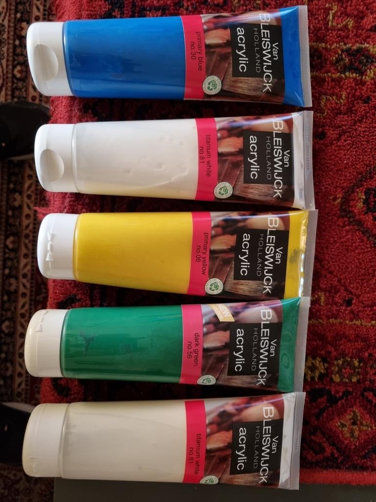 Set van 5 Van Bleiswijck acrylverf tubes, Ophalen of Verzenden, Zo goed als nieuw, Acrylverf