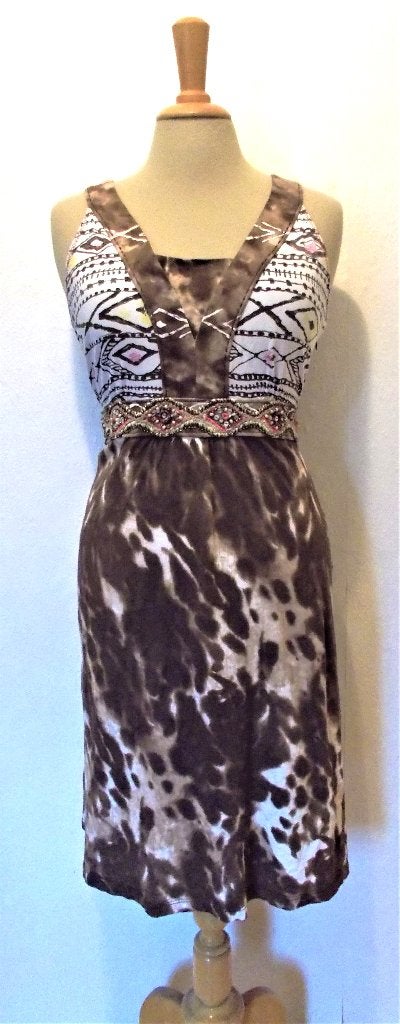 Leuk katoen print jurkje van Marc Aurel! 40, Kleding | Dames, Maat 38/40 (M), Bruin, Ophalen of Verzenden, Zo goed als nieuw