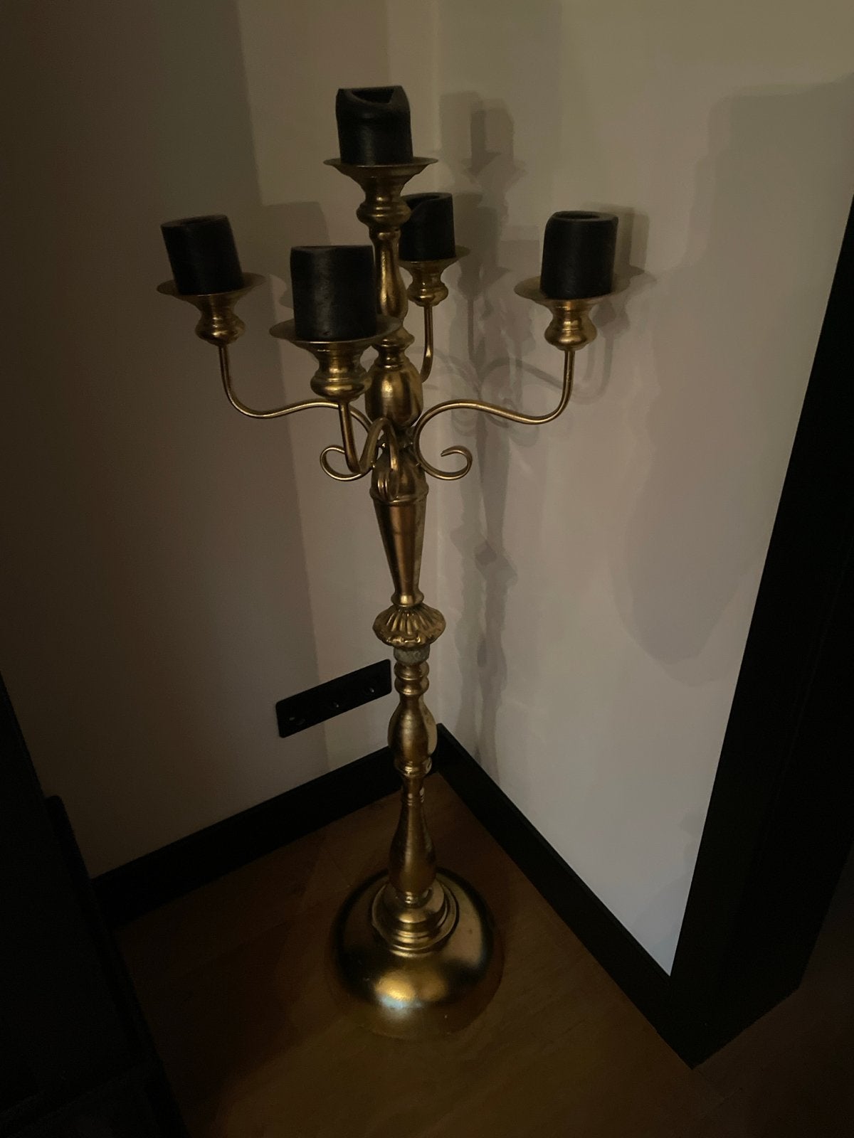 Gouden Kandelaar met Vijf Armen - Klassieke Stijl, Antiek en Kunst, Ophalen, Overige materialen