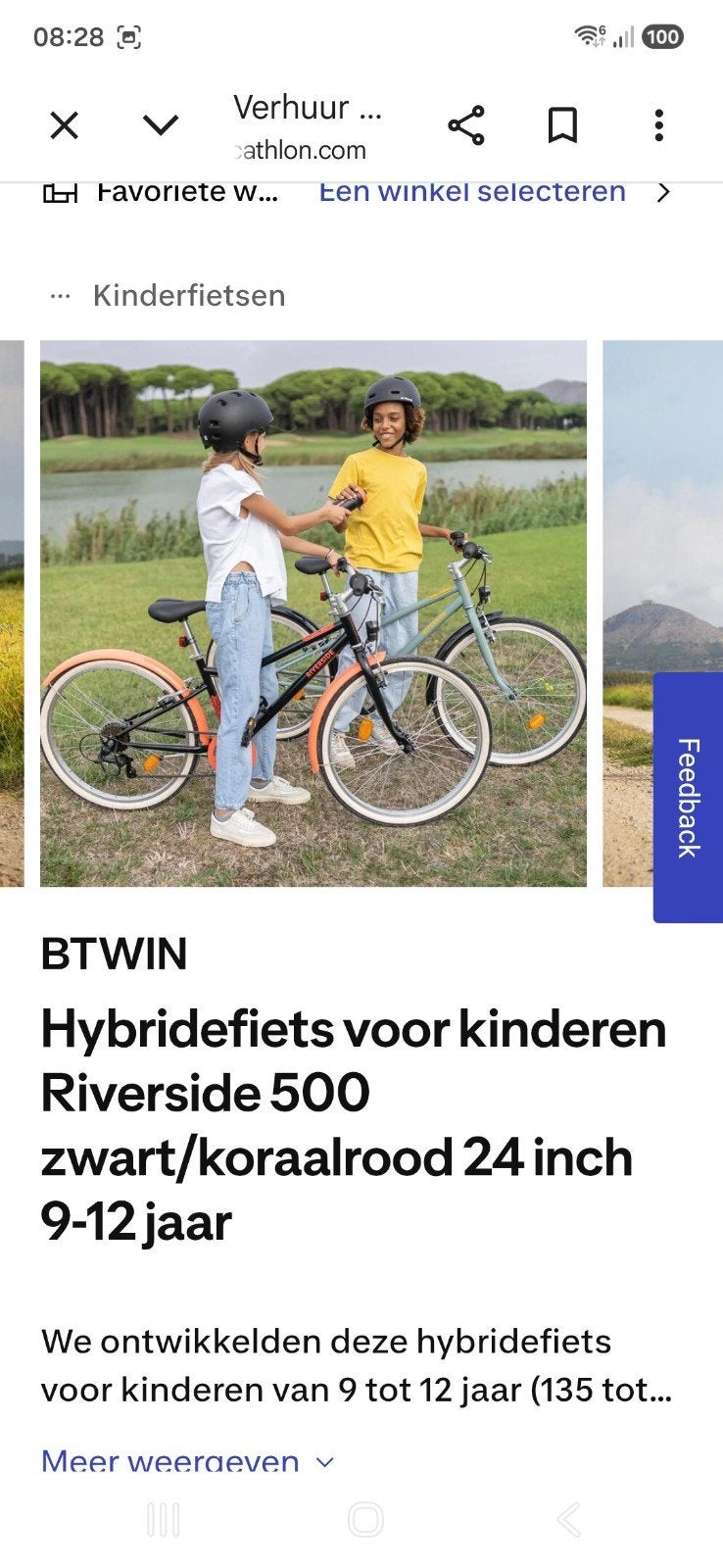 Foto 10 van 2 Hybridefietsen Riverside 500 24 inch zwart/koraalrood