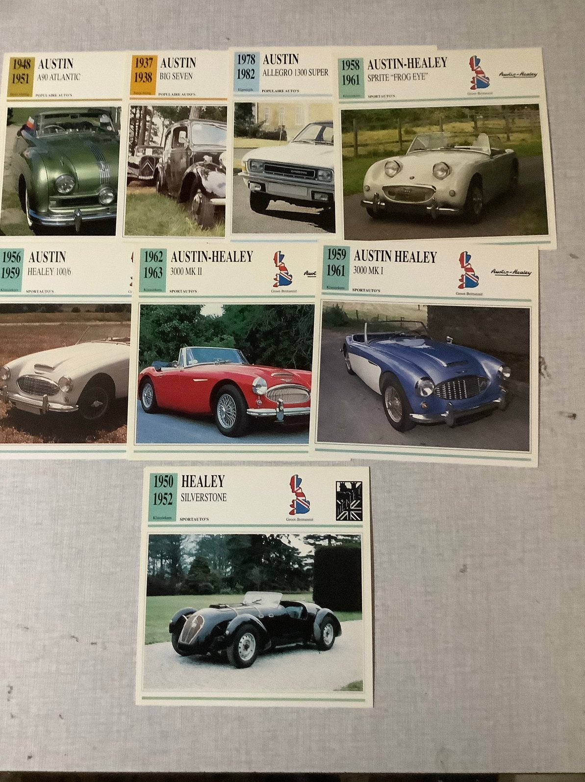 Verschillende oldtimer Austin Healey kaarten, Ophalen of Verzenden, Zo goed als nieuw, Overige merken