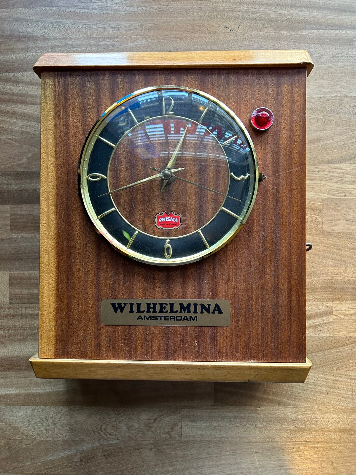 Zeldzame Biljartklok Wilhelmina Amsterdam (Werkt op kwartjes, Antiek en Kunst, Ophalen of Verzenden