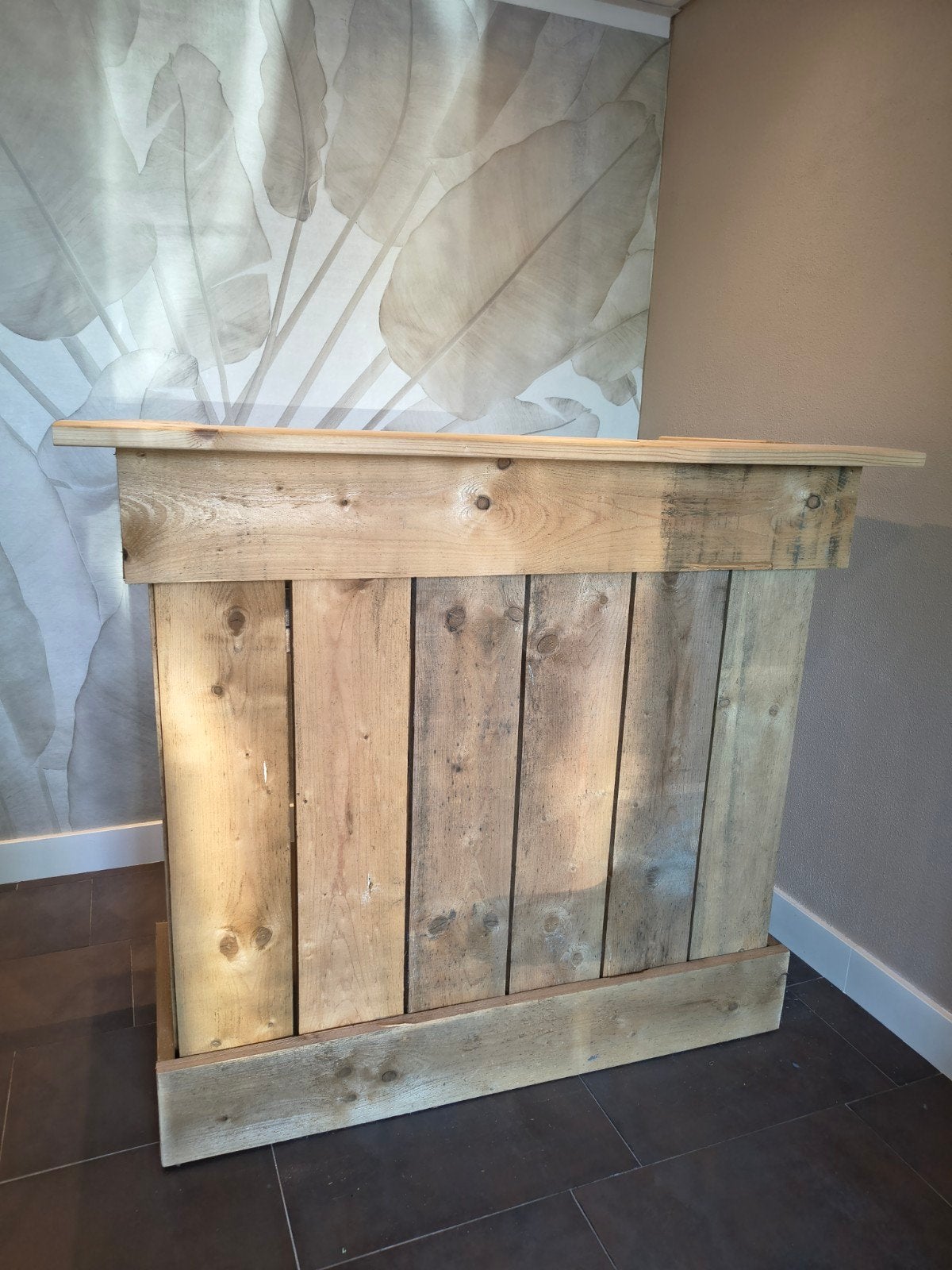 Steigerhouten Balie met Kassalade Ruimte - 140x58x123cm, Ophalen of Verzenden