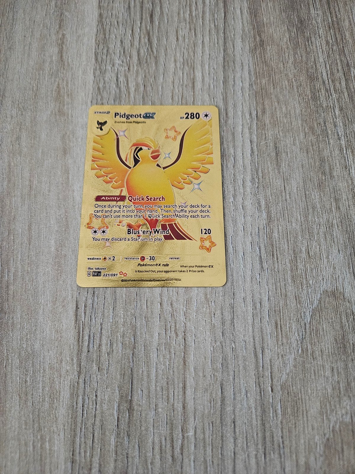 Pidgeot EX gold metal pokemon card, Hobby en Vrije tijd, Verzamelkaartspellen | Pokémon, Ophalen of Verzenden, Zo goed als nieuw