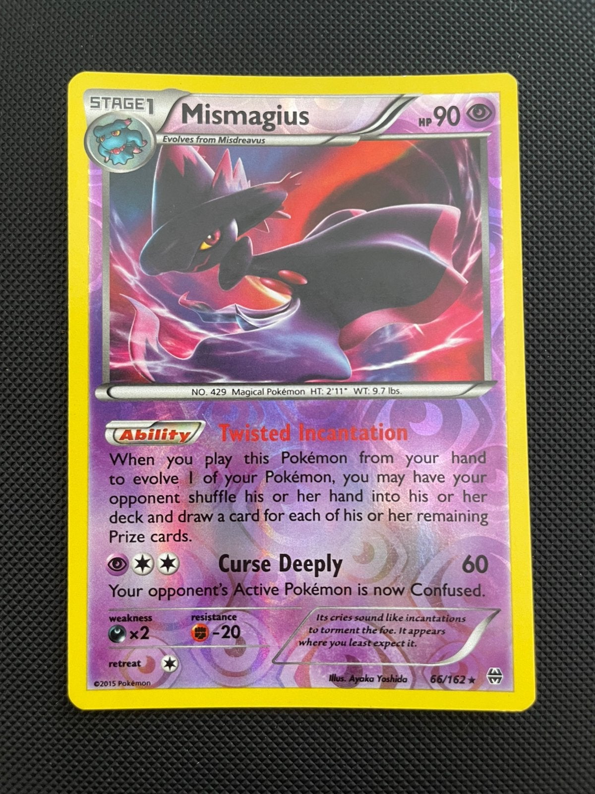Mismagius Rare 66/162 Reverse Holo XY Breakthrough, Ophalen of Verzenden, Zo goed als nieuw