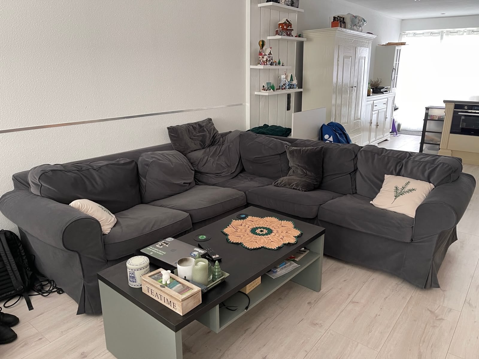 Ikea Ektorp hoekbank met 2 sets wasbare hoezen, Ophalen, Gebruikt, Hoekbank, 75 tot 100 cm
