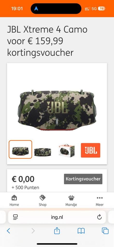 Nieuwe JBL Xtreme 4 Camo inclusief bon + garantie, JBL, Overige typen, Nieuw, Ophalen of Verzenden