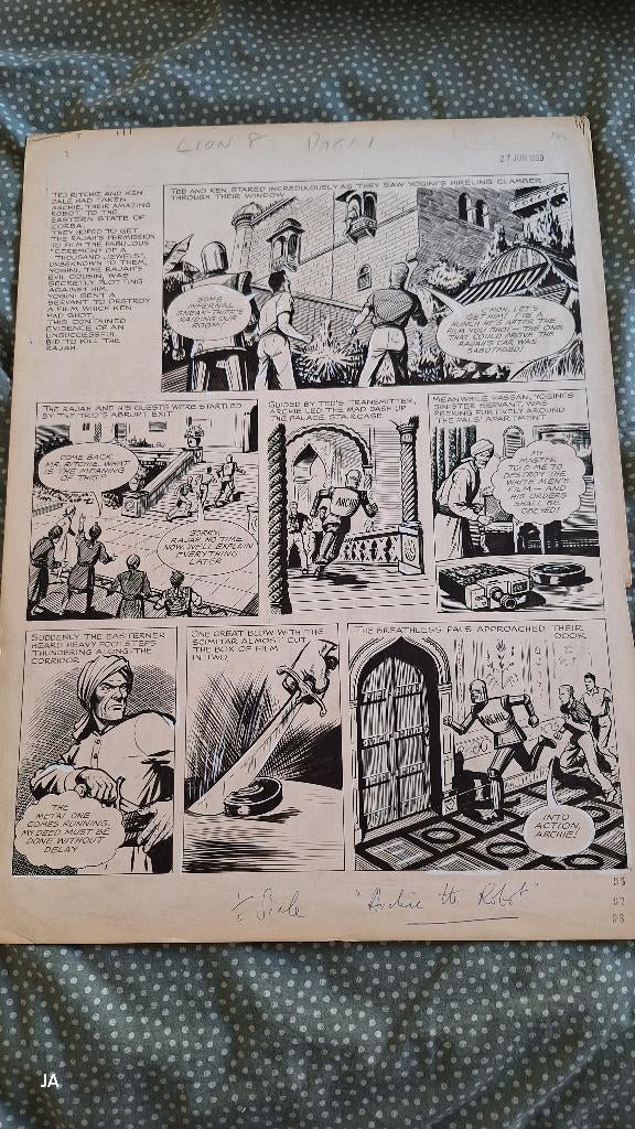 ARCHIE-de man van staal originele Oost-Indische inkttekening, Gelezen, Eén stripboek, Ophalen of Verzenden, Ted KEARON