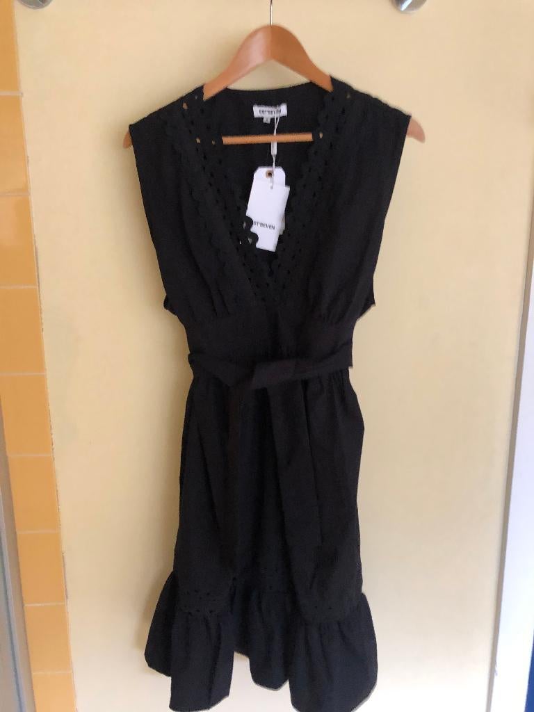 NIEUW zwart zomerjurkje met strikband Est'Seven mt S, Verzenden, Zwart, Nieuw, Est'Seven