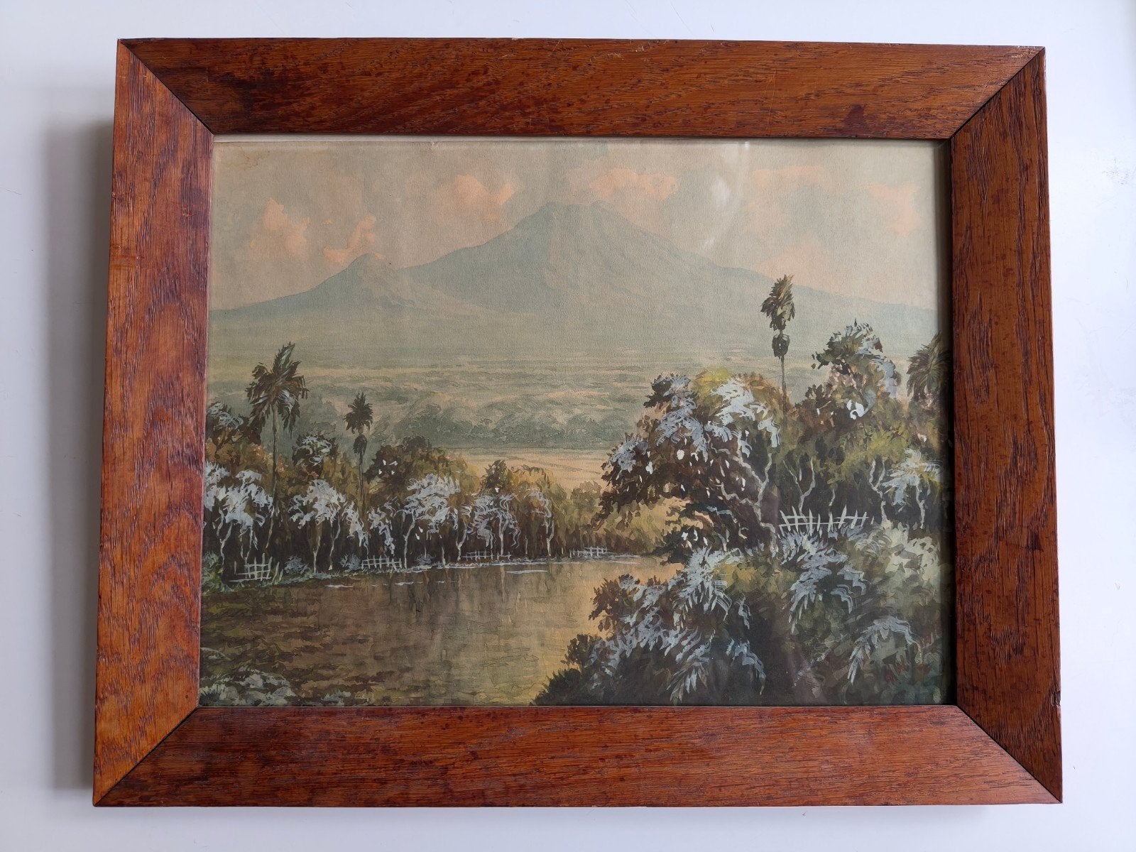Indonesisch landschap aquarel A. K. Widjaja, Antiek en Kunst, Kunst | Schilderijen | Klassiek, Ophalen of Verzenden